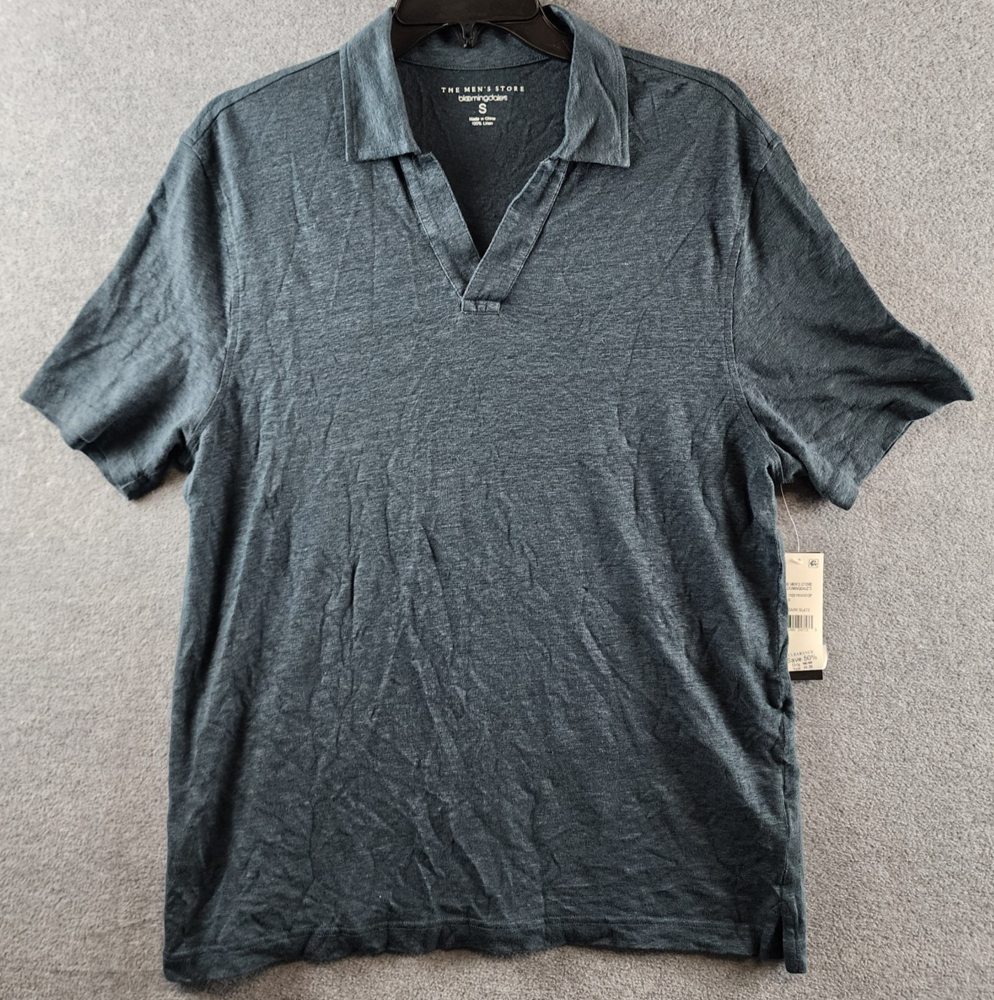 The Men’s Store at Bloomingdale’s Johnny Collar Linen Polo Shirt S Dark Slate