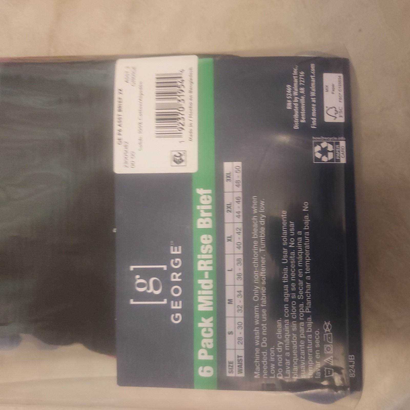 Brand New George 6 Pack Mid-Rise Briefs Men’s Sz 2XL Tag Free Comfort Underwear