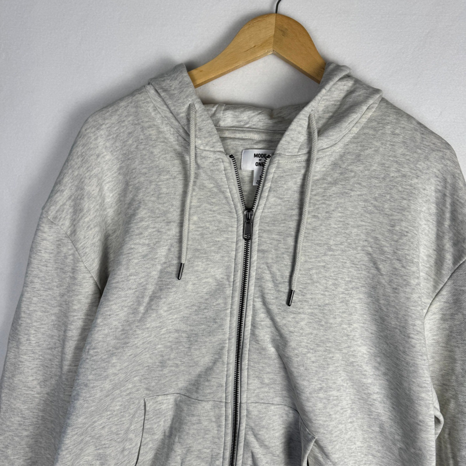 Mode of One Men Front-Zip Hoodie Whispy Grey Heather Fleece 100198150MN L NEW