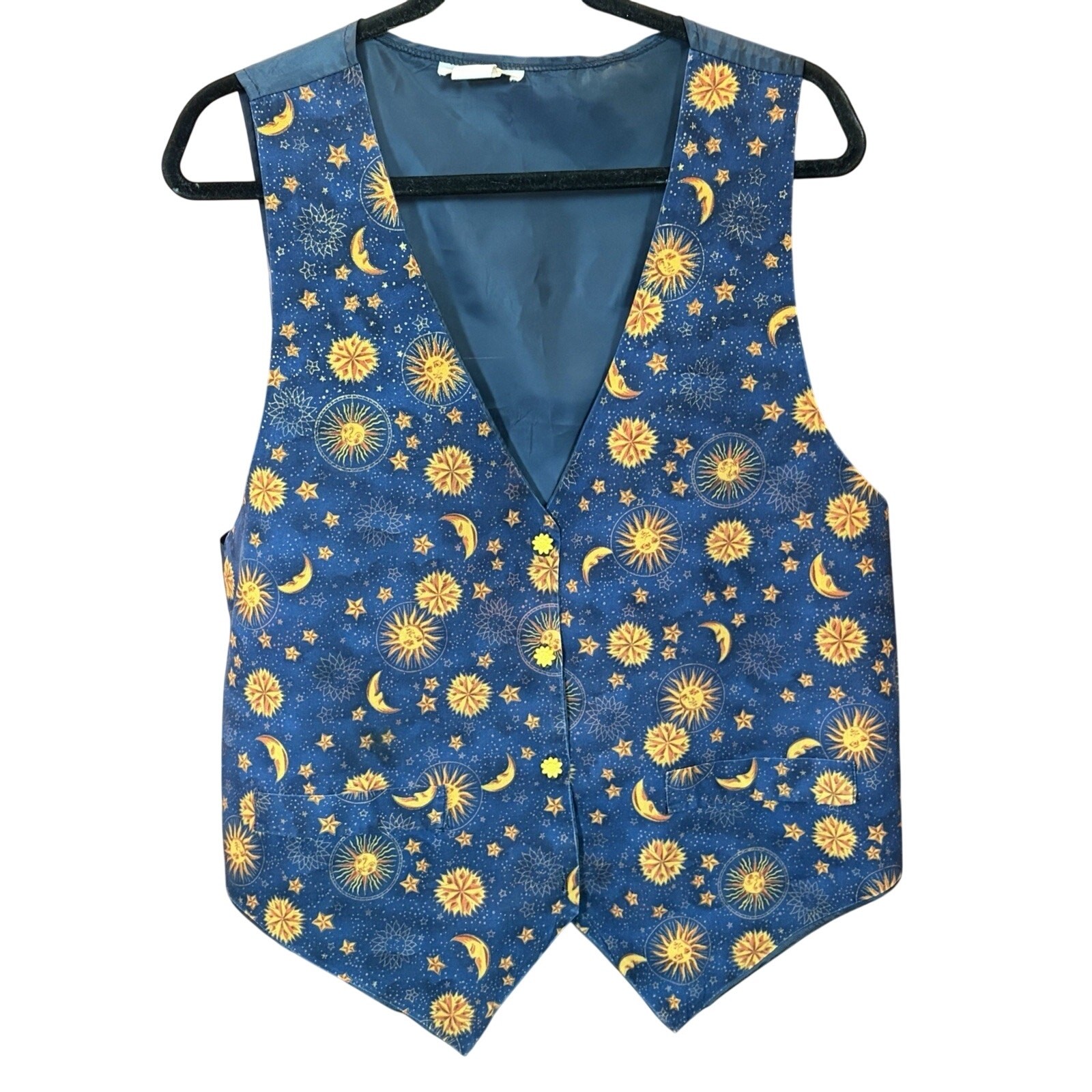 Vintage Men’s Celestial Vest Sz M/L 1990’s Whimsygoth Cosplay Sun Moon Stars