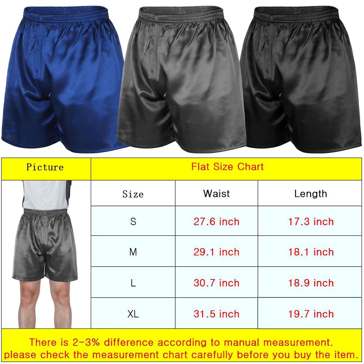 Mens Satin Silk Boxers Shorts Sleepwear Underwear Pants Nightwear Pyjamas Bikini