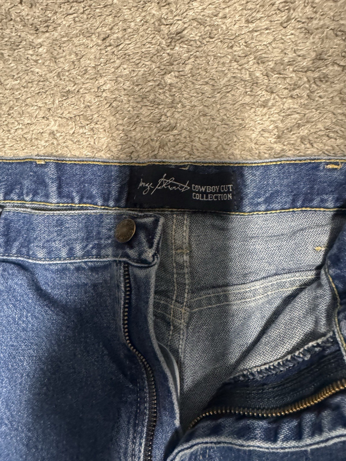 Wrangler Cowboy Cut Men’s Blue Denim Straight Jeans Medium Wash Mid Rise