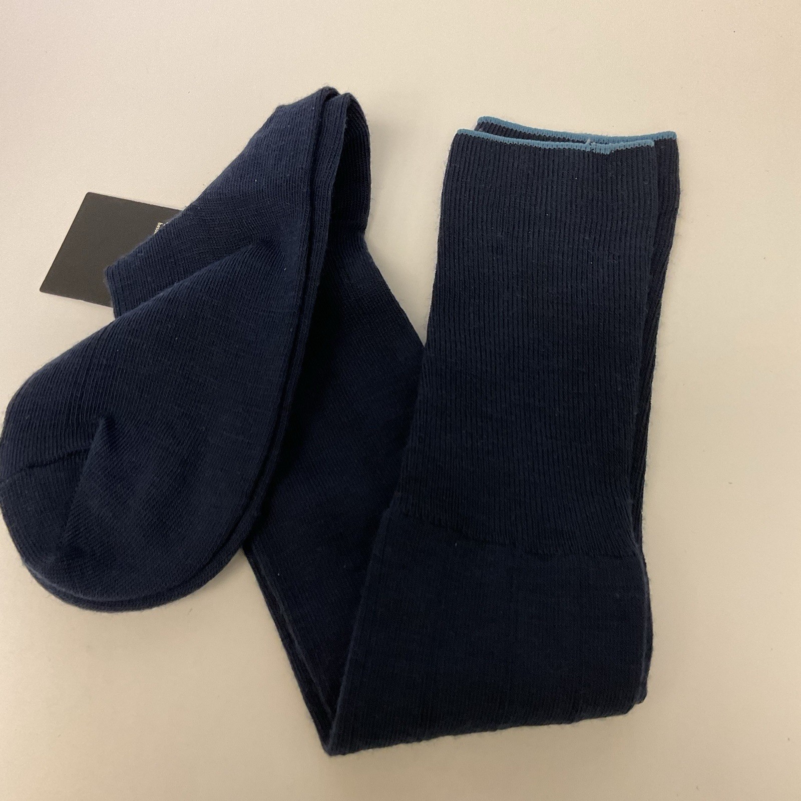NORDSTROM MENS MERINO WOOL BLEND OVER CALF KNEE HIGH SOCKS TRUE NAVY SMALL NWT