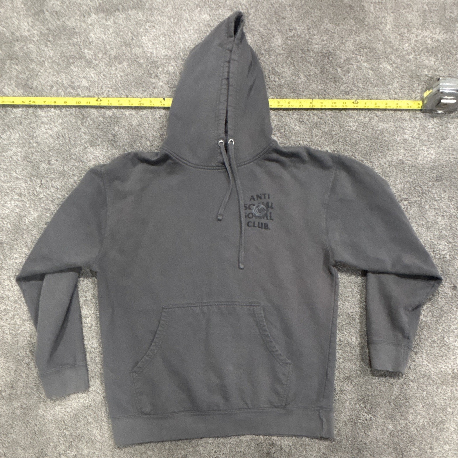 Anti Social Social Club Men’s Gray Pullover Hoodie L Graphic Print Logo Pockets
