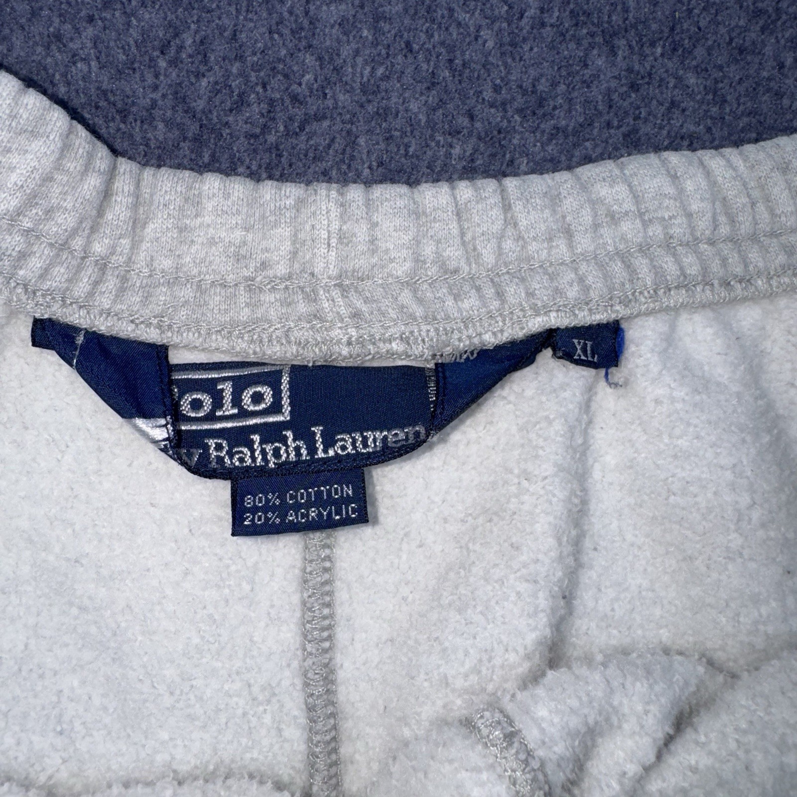 Vintage 90s Polo Ralph Lauren XL Gray Cotton Blend Jogger Sweatpants Hong Kong