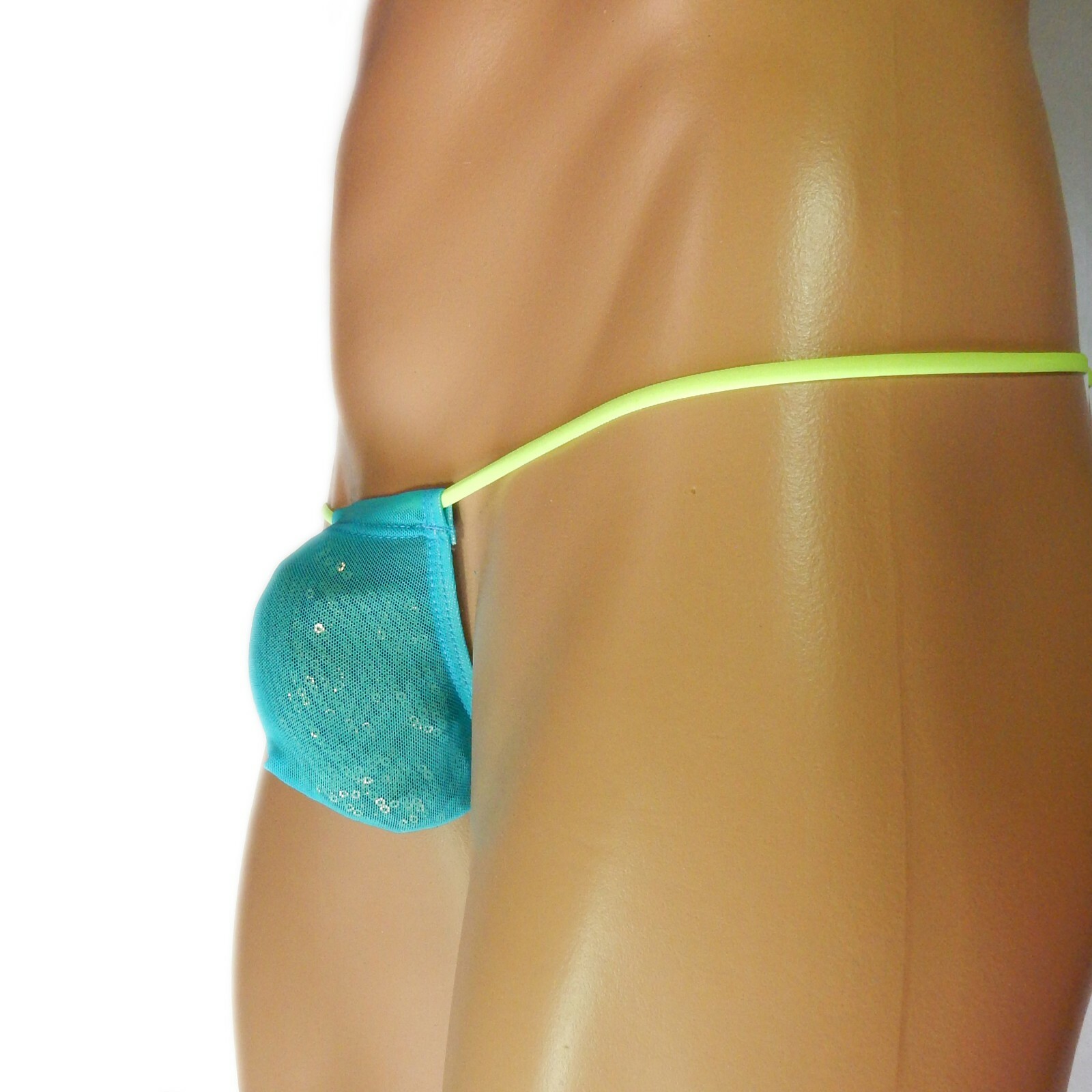 K3450 K345 Mens Micro Pouch Thong G String Semi C-thru Mesh Nylon Spandex