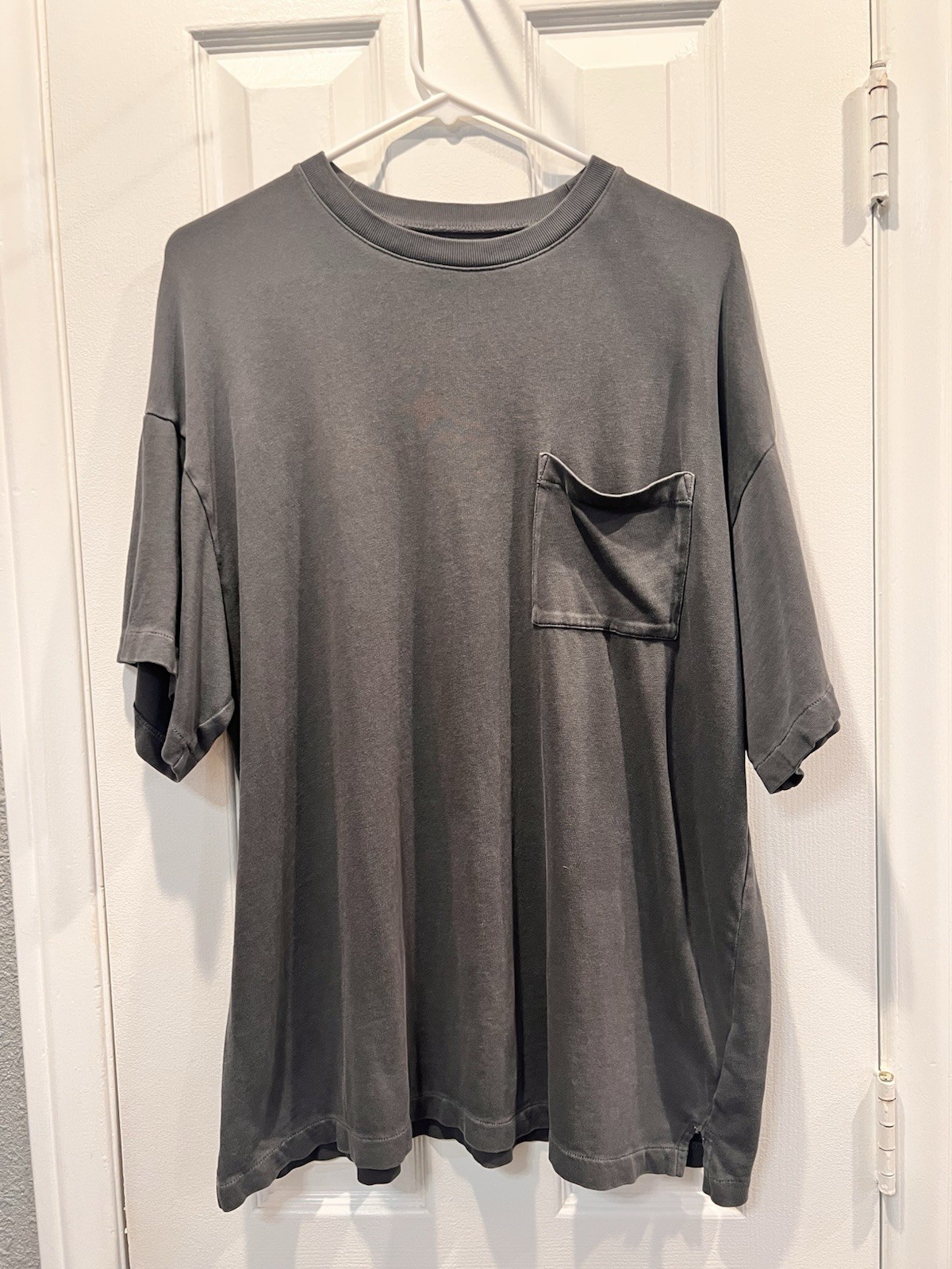 Madewell Garment-Dyed Oversized Pocket Tee Faded Charcoal Black M