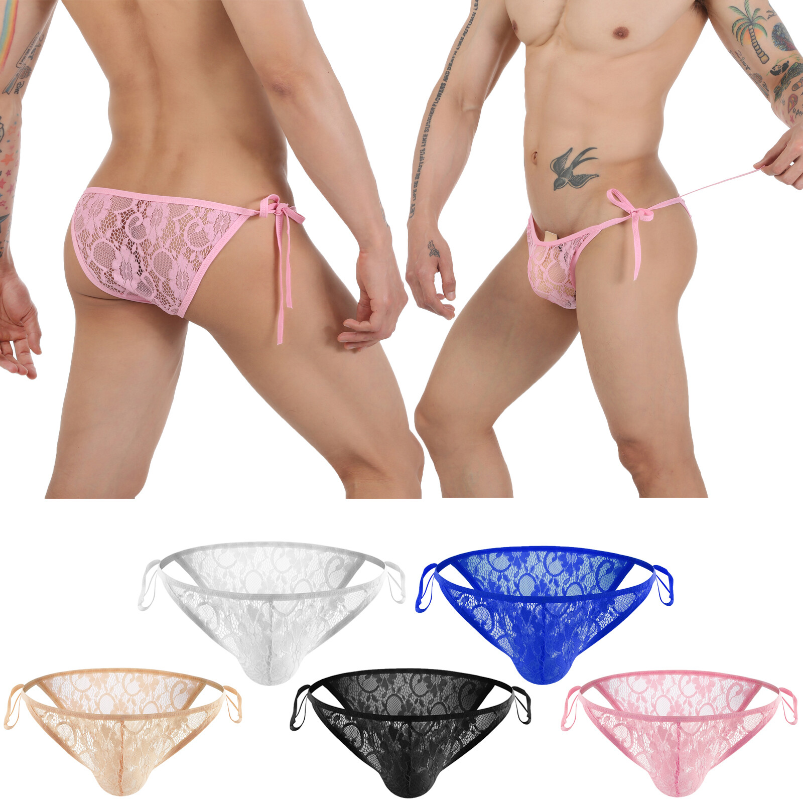 Men’s Underwear Thong Sexy Lace Thongs Sissy Panties Bikini Lingerie Underpants