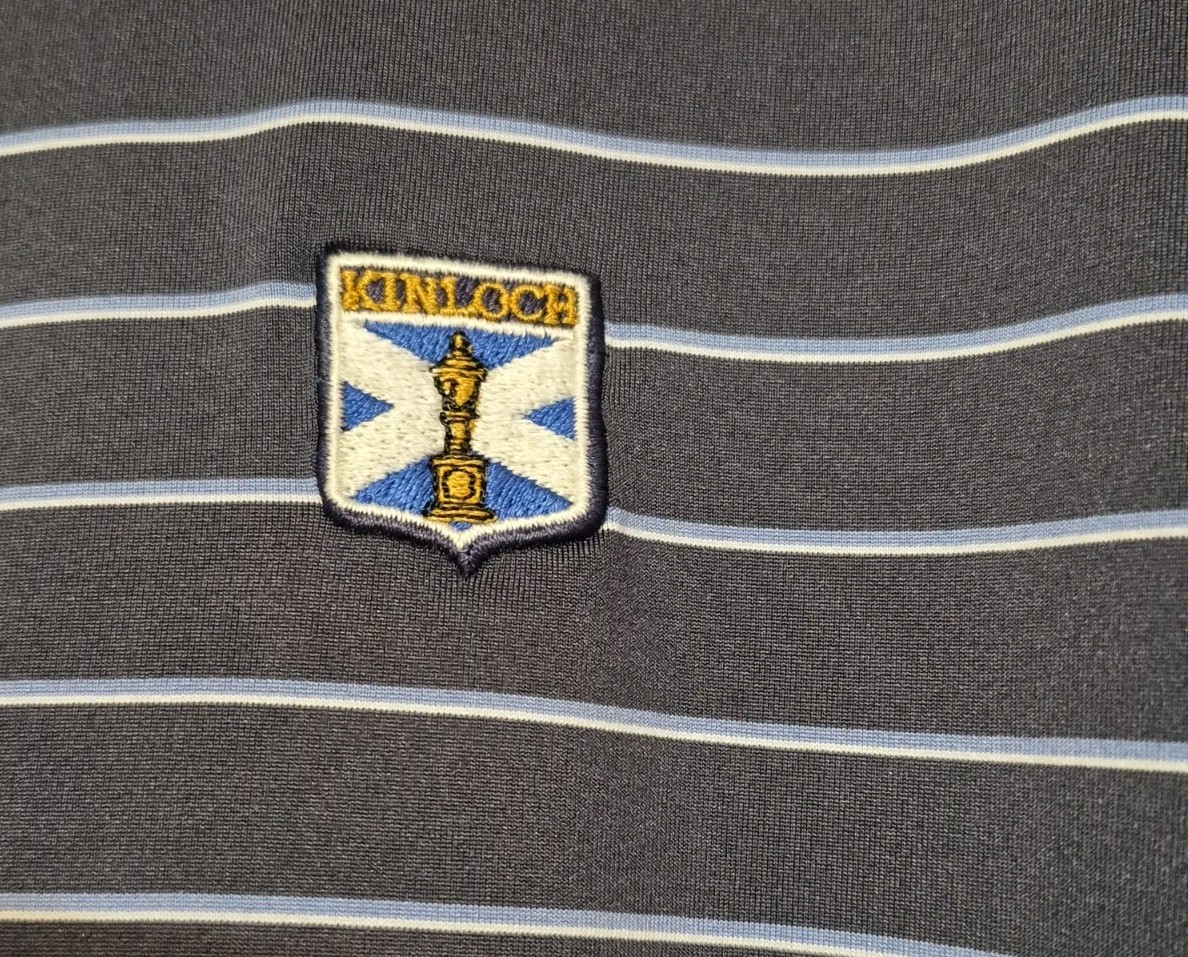 Fairway & Greene Polo Men’s X-Large Blue Stripe Golf Kinloch USA Logo Stretch