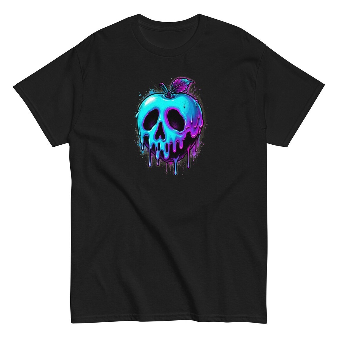Poison Apple Skull Neon Graphic Tee Gothic Halloween Streetwear Shirt Freeships