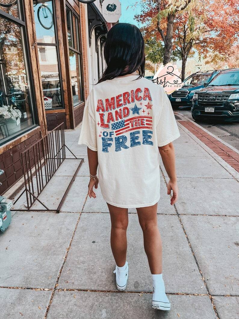America Land of The Free T-shirt, Distressed America Shirt, USA Flag Shirt, Star