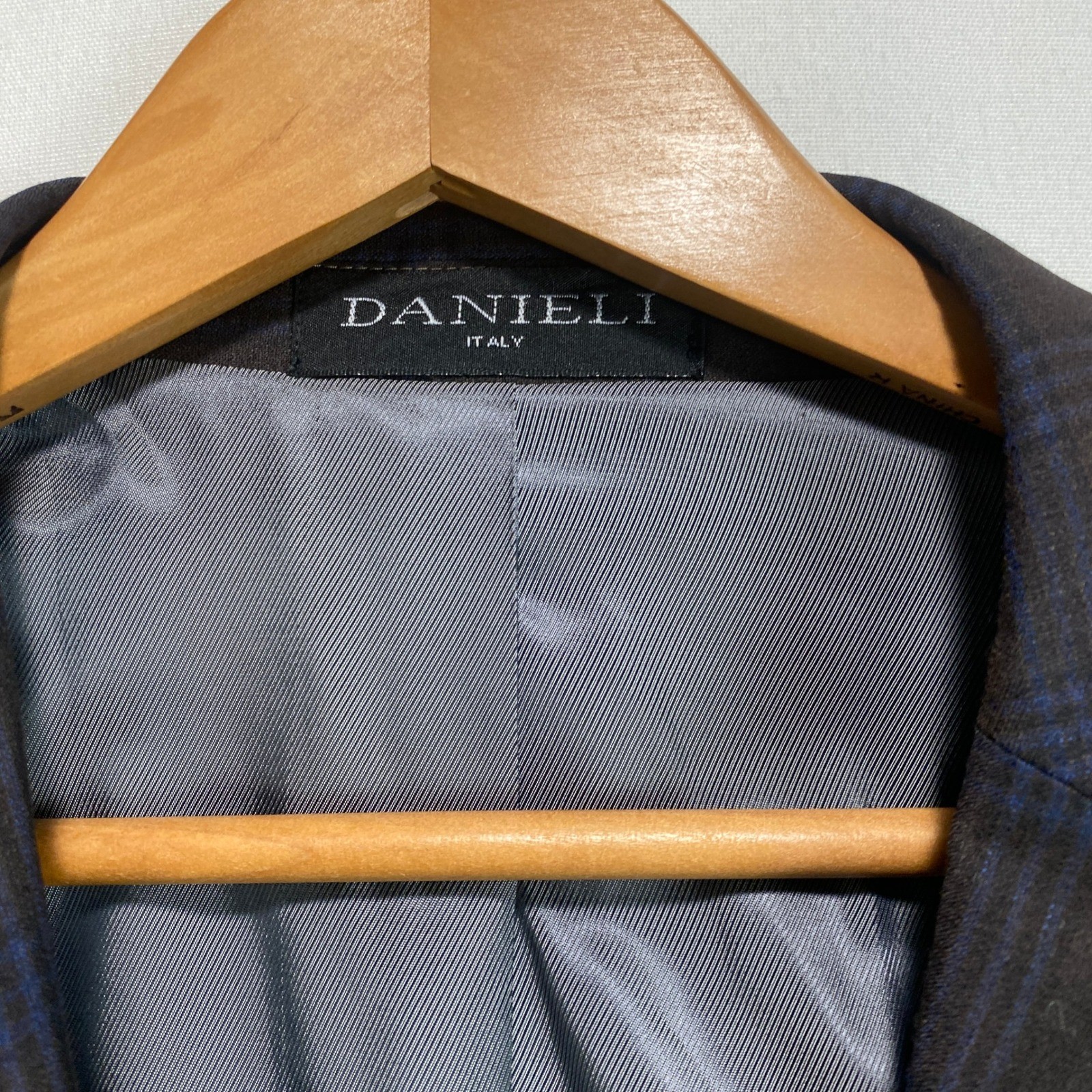 Danieli Italy Dolcetto Jacket Mens 44L Wool Plaid Two Button Blazer Brown Blue