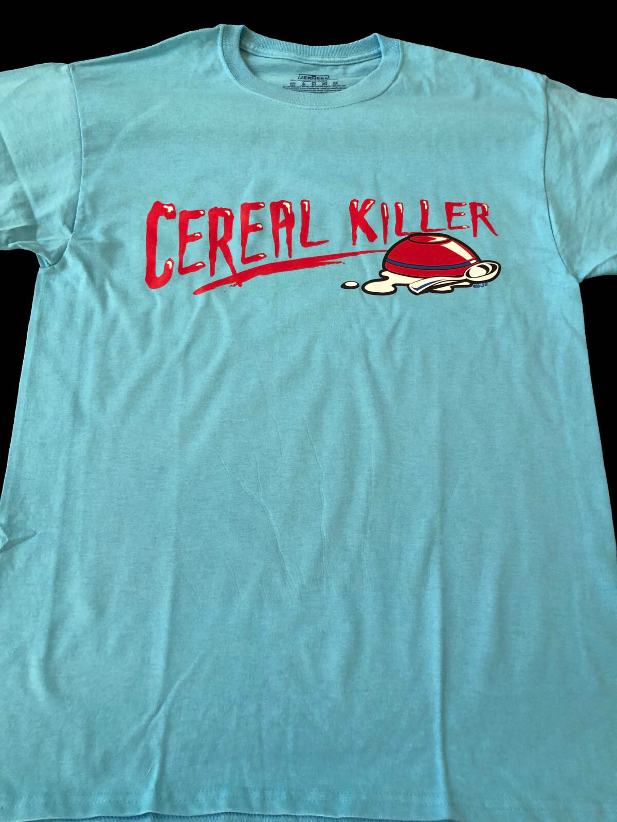 Cereal Killer Funny College Humor Cool Aquatic Blue Medium T-Shirt
