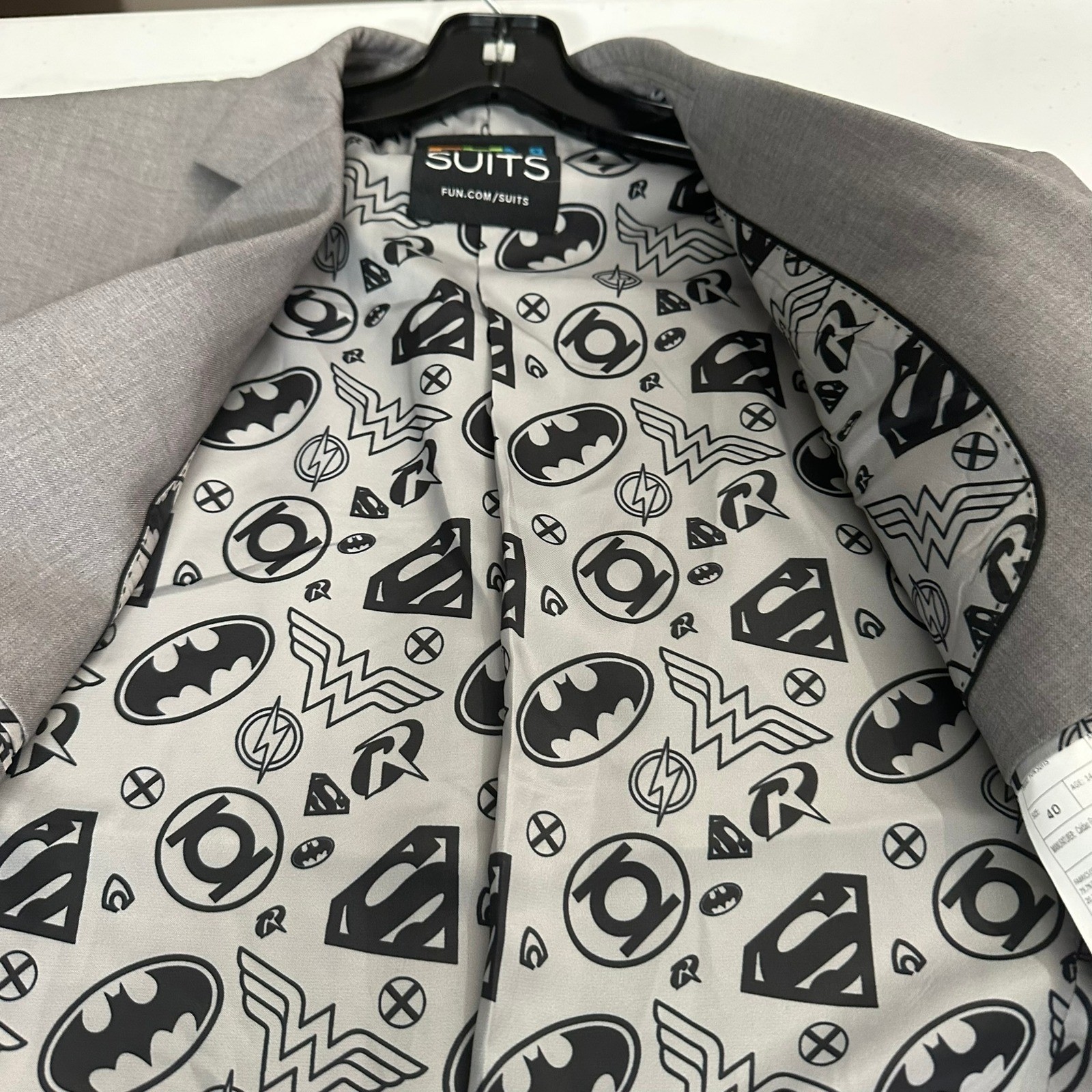 Fun Suits Mens Gray DC Comics Superhero Justice League Lining Blazer Jacket 40