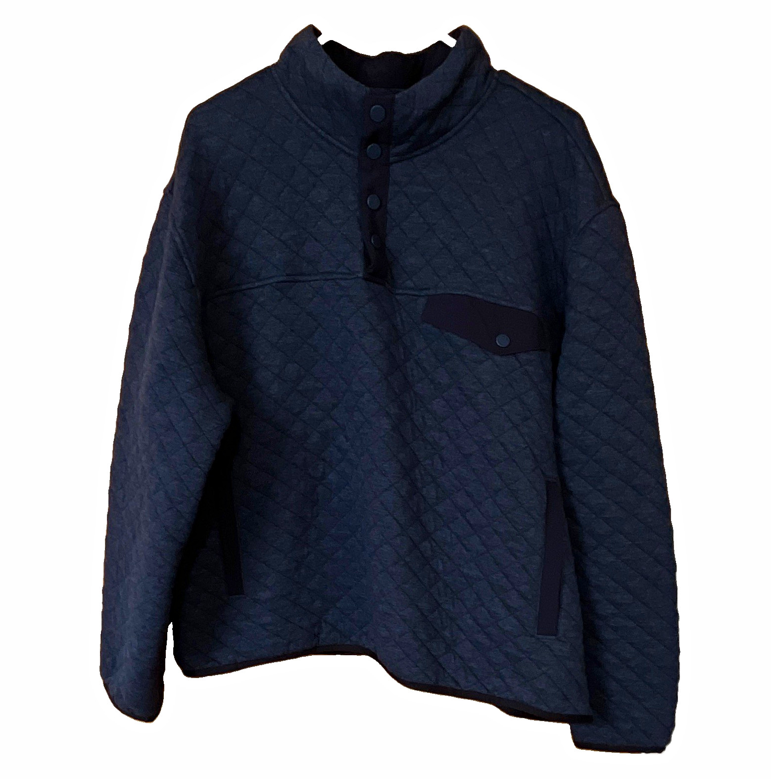 Ridgecut Men’s XL Blue Quilted Pullover Sweatshirt 1/4 Snap Mock Neck Pockets