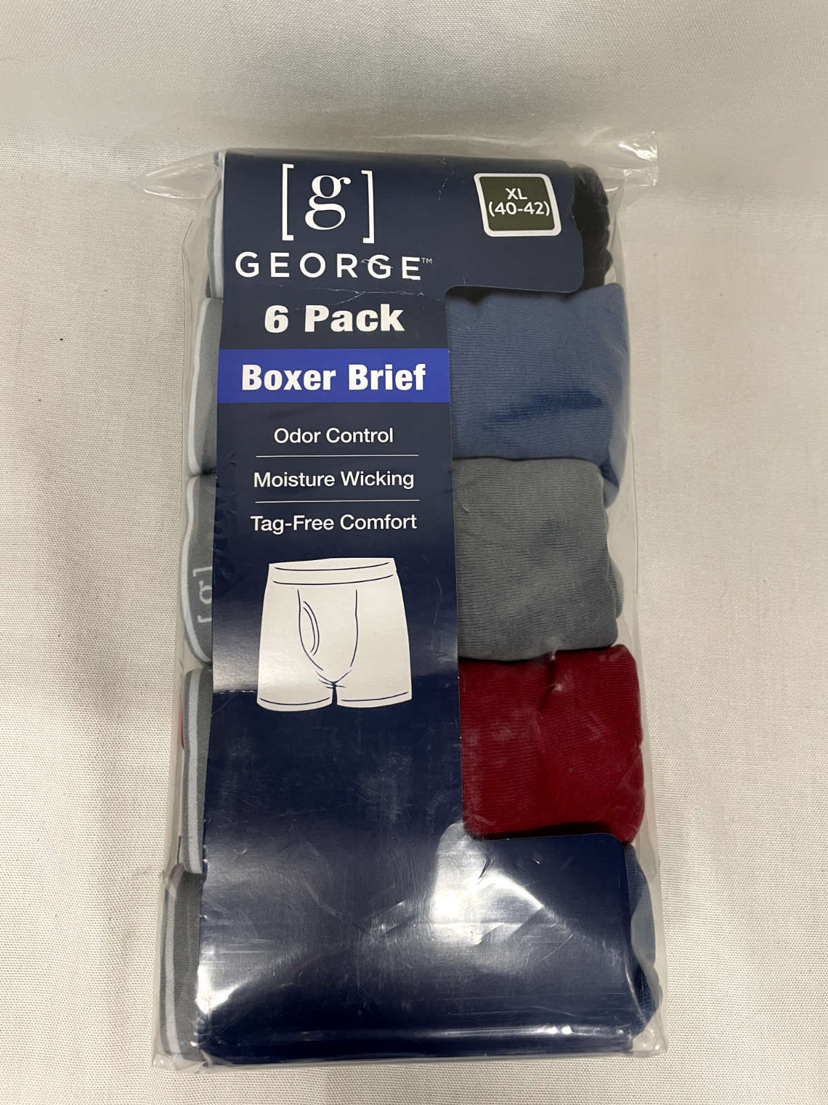 GEORGE 6-Pack Men’s Cotton Tag-Free Comfort Boxer Brief Odor Control, XL 2XL 3XL
