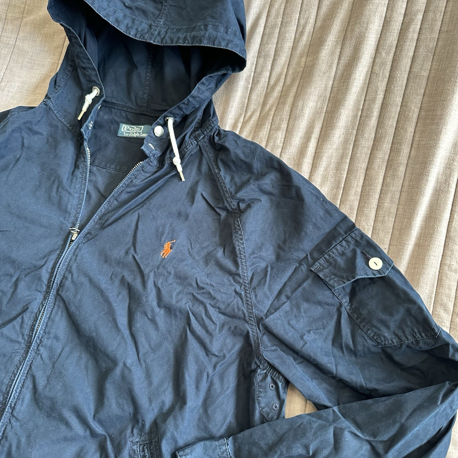 Vintage Polo Ralph Lauren Poplin Military Field Jacket Men’s Large Full Zip Blue
