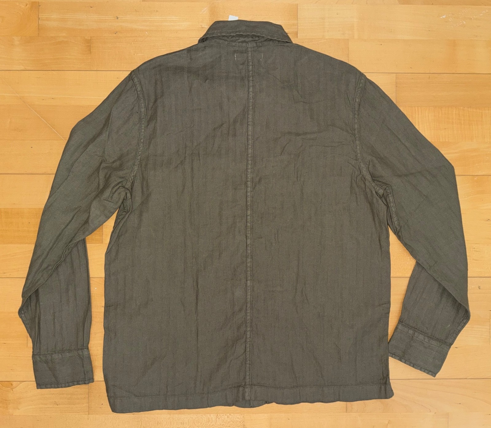 New Mens Madewell LS Button Down Work Shirt in Cotton-Linen Blend Tan Sz M