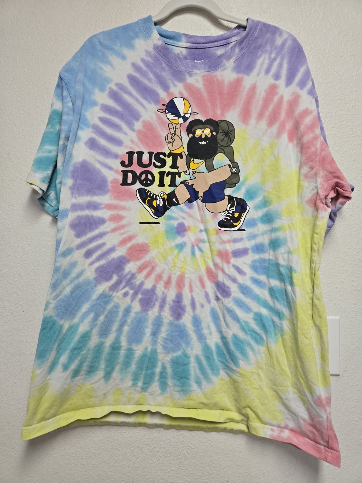 Nike Peace Love Basketball Tie Dye Festival Hippie Hiker Just Do it T-Shirt Sz L