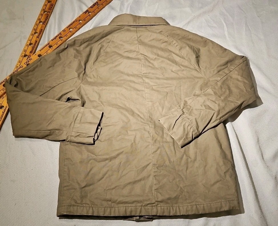 Prana Jacket Mens Medium Beige Canvas Pockets Insulated Lined Full Zip Outdoor