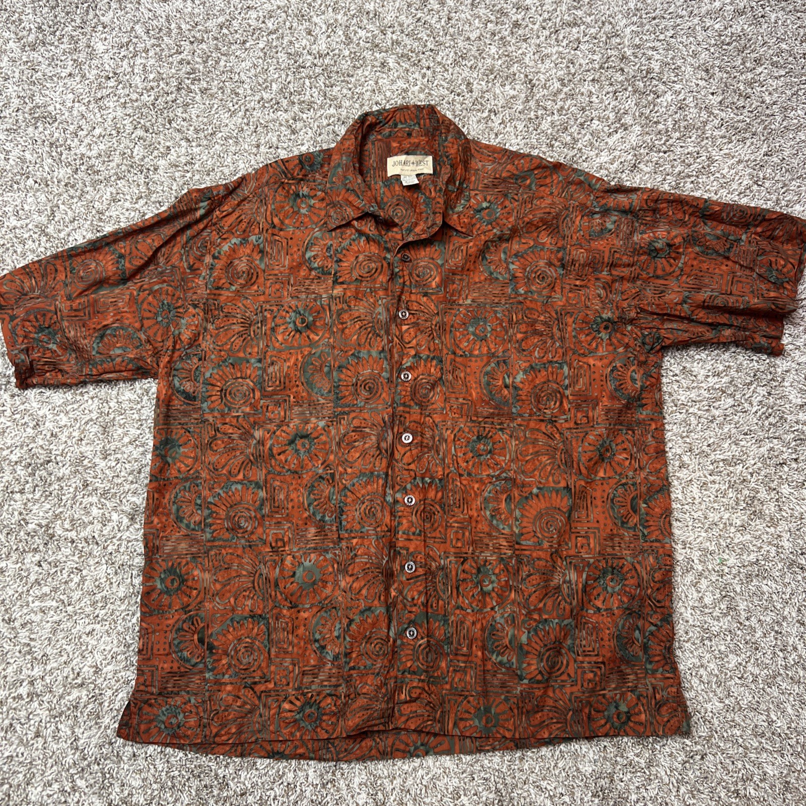 Johari West Shirt Mens 3XLT Geometric Hawaiian Tropical Aloha Tribal Button Up