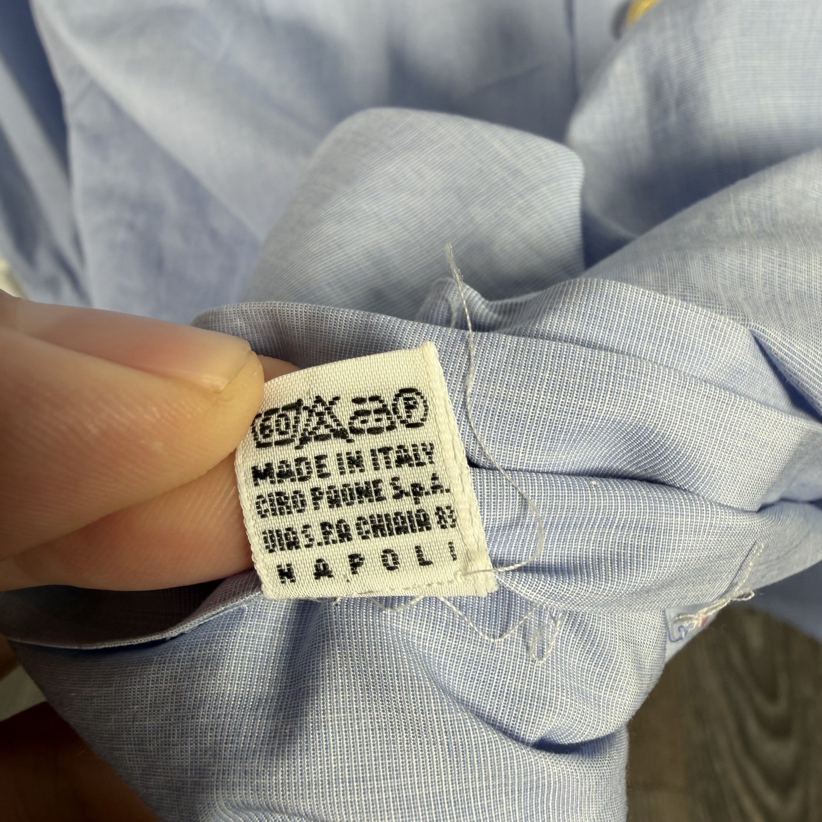 Kiton French Cuff Dress Shirt Mens Size 16.5 42 Solid Blue Cotton Long Sleeve