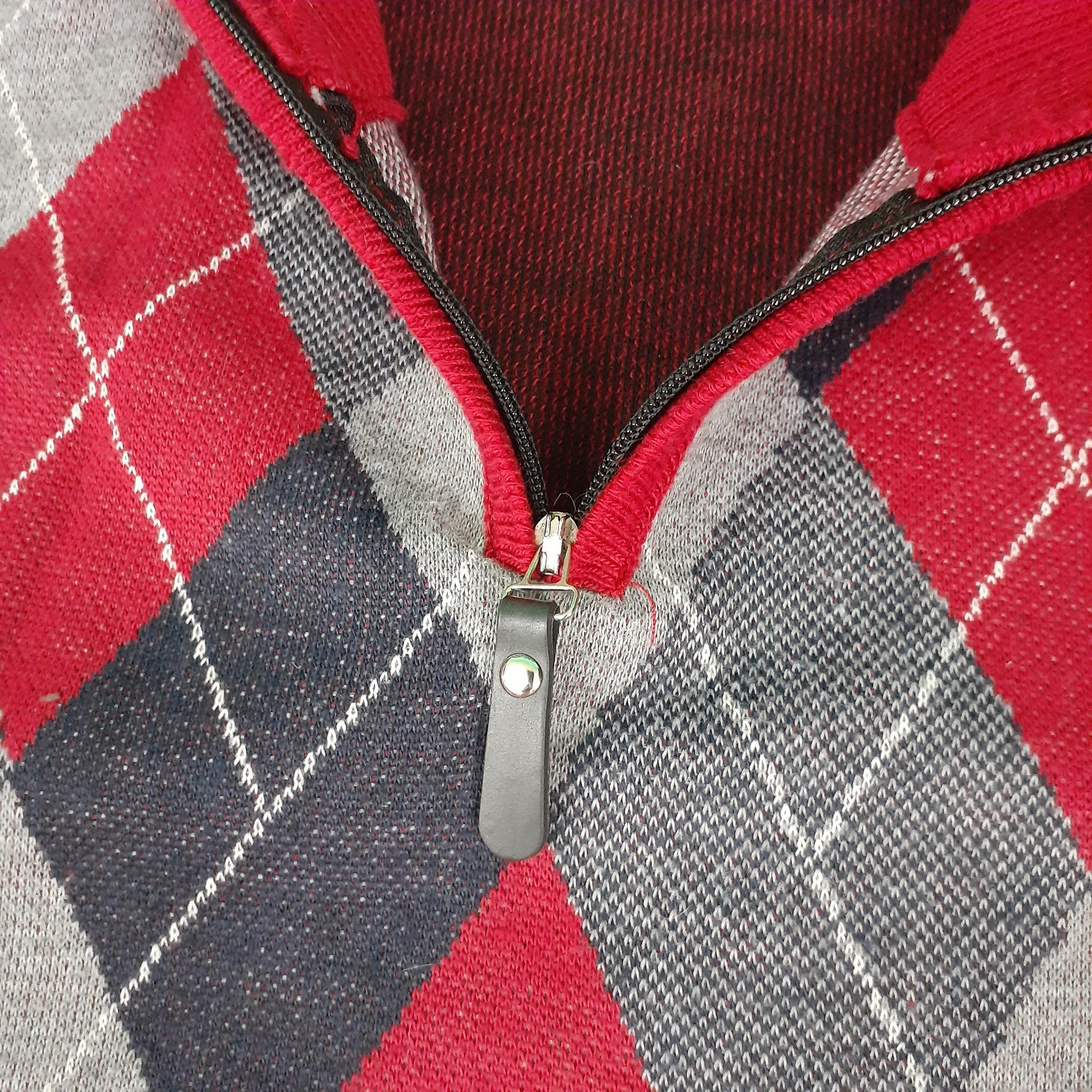 Ballantyne Edinburgh 1/4 Zip Sweater Mens 2XL Red Argyle Long Sleeve Classic VTG