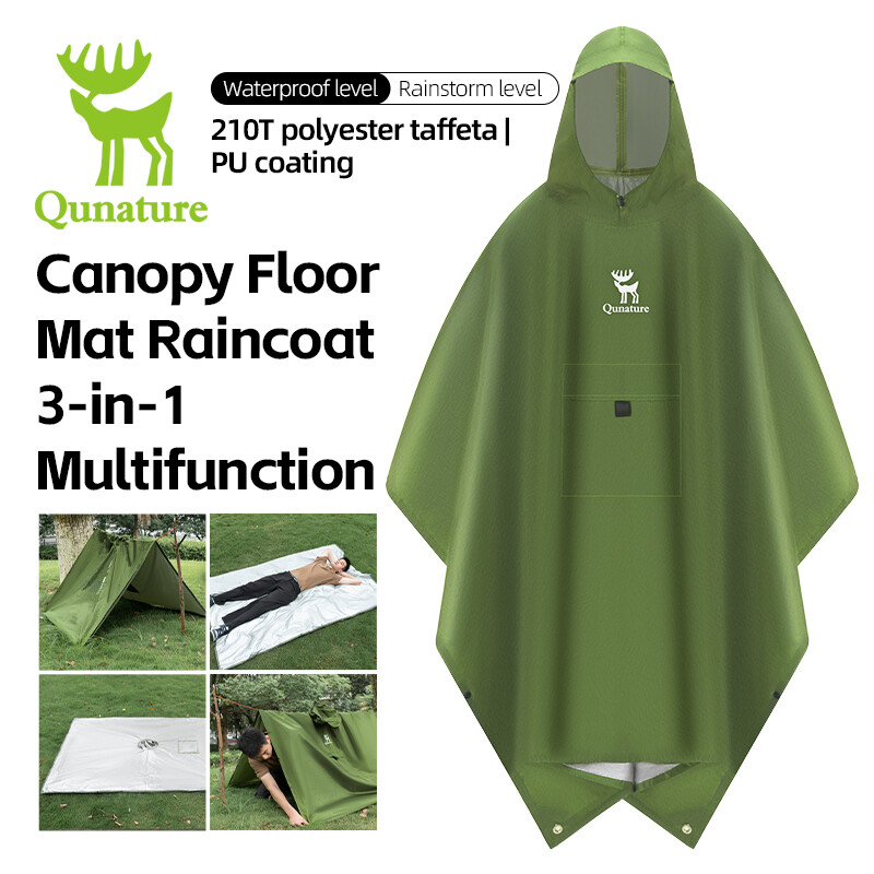Qunature Rain Jackets Rain Poncho Raincoat Waterproof Camping Tent Blanket Tarp