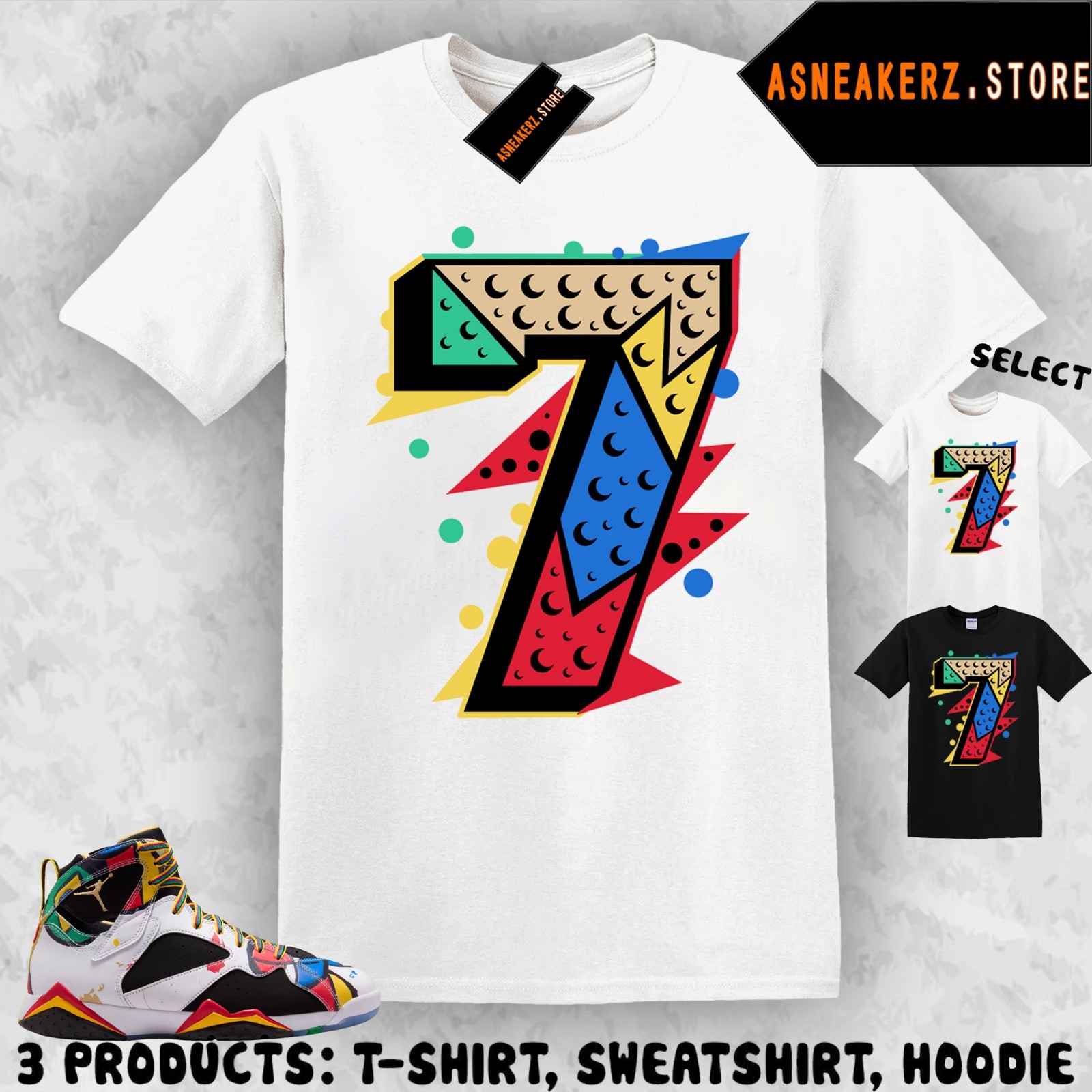 Tee Shirt Matching AJ 7 Miro 2026 To Match Sneaker Number 7s T-Shirt