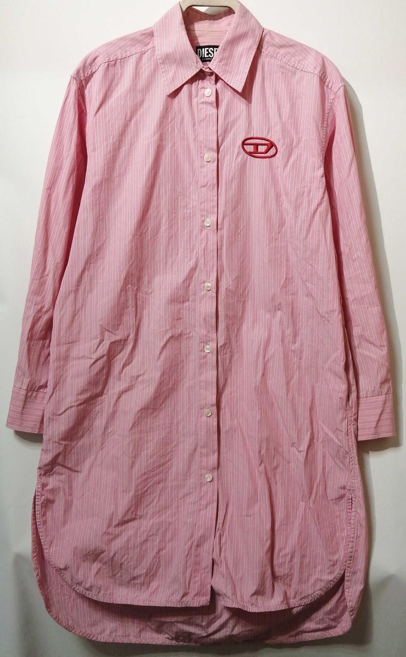 DIESEL D-LUNAR-STR Shirt Dress XXS 38in, Off-White Cotton, Casual Women