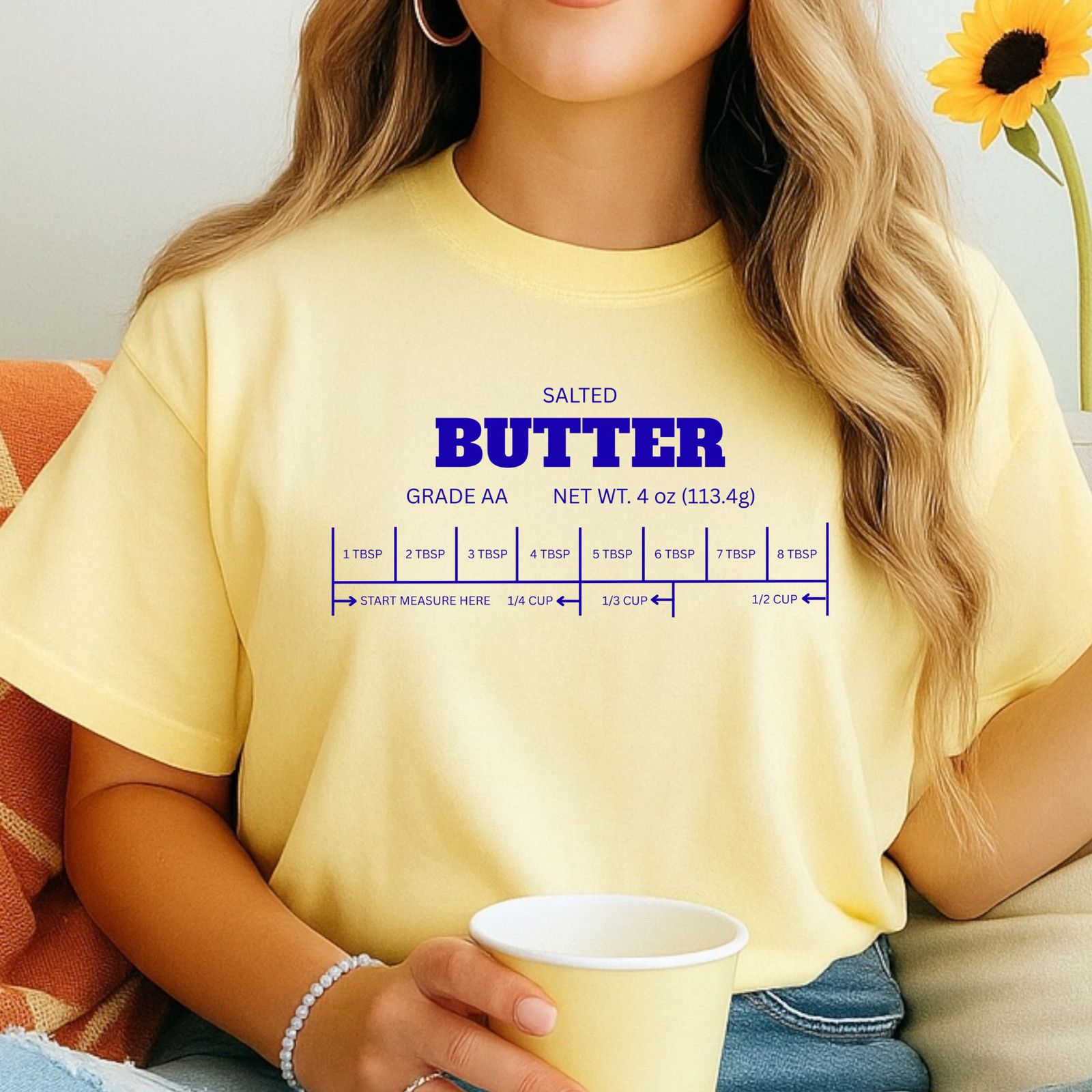 Salted Butter Graphic T-Shirt, Butter Stick Measurement Design Tee, Foodie Shirt