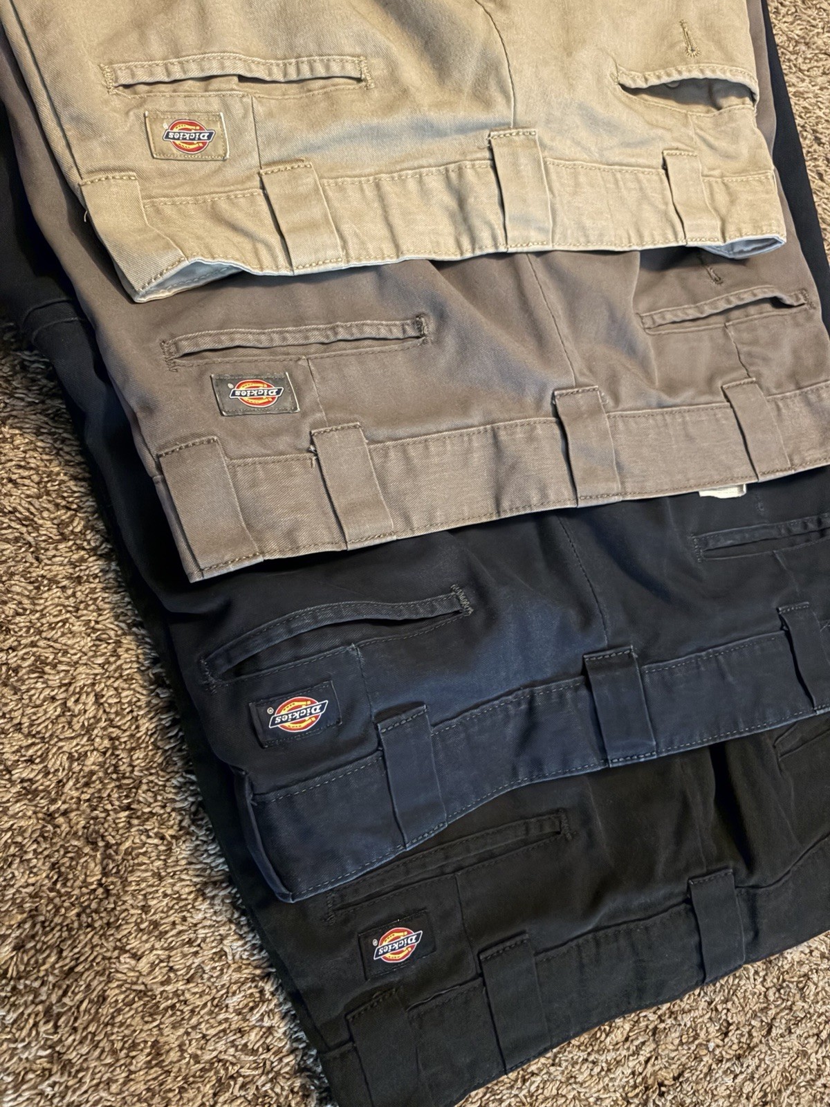 Dickies Work Pants Tapered Leg 4 Pairs Tan,Black, Gray And Navy Blue 34Wx30L