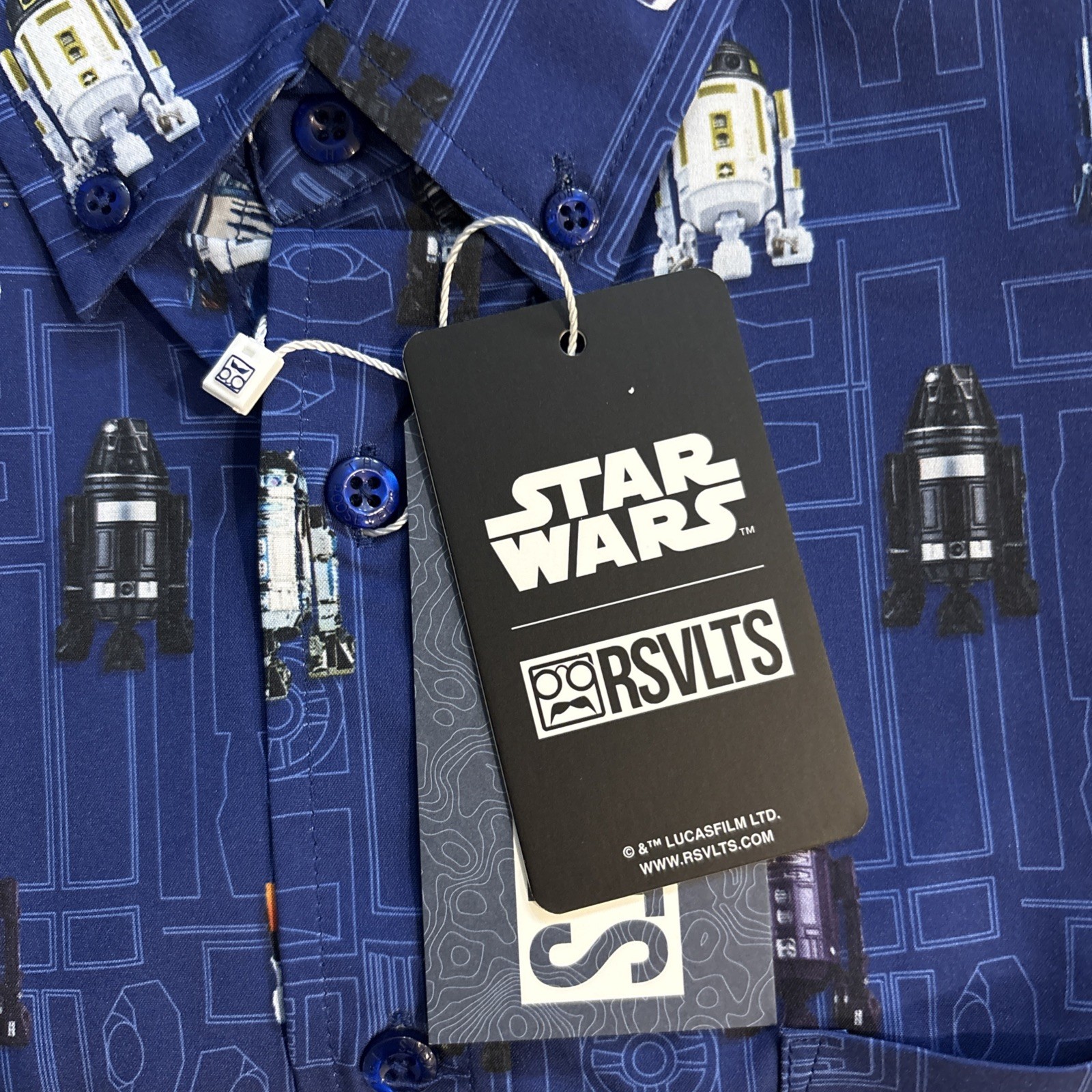 RSVLTS Star Wars May the 4th R2 Droids Blue Shirt KunuFLEX Size Medium M NWT