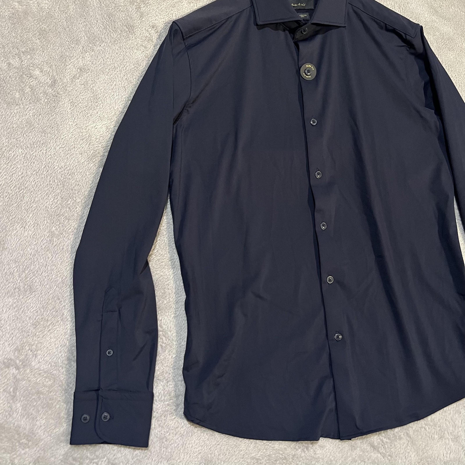 Porter & Ash Shirt Mens Medium Blue Kinetic Stretch Long Sleeve Dress Shirt