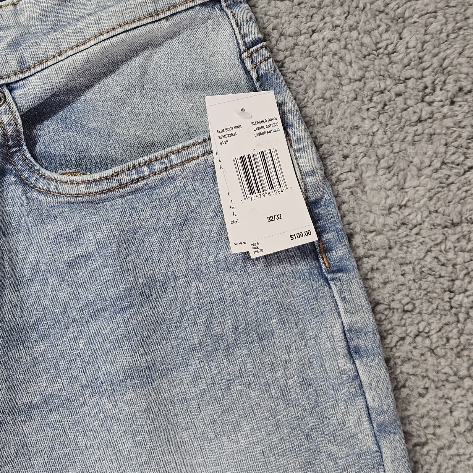 Buffalo David Bitton King Slim Boot Jeans Men’s 32×32 Light Wash Stretch NWT