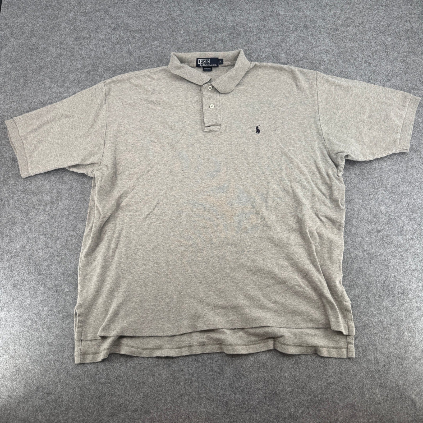 Polo Ralph Lauren Mens XL Heather Grey Short Sleeve Cotton Pony Logo Polo Shirt