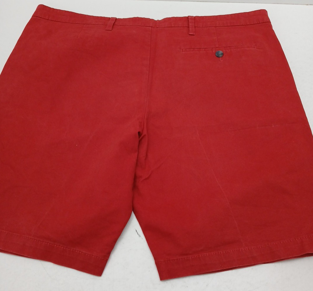 M&S Cotton Chino Shorts with Stretch Mens W40 L9 in Poppy Button Rear Pocket.