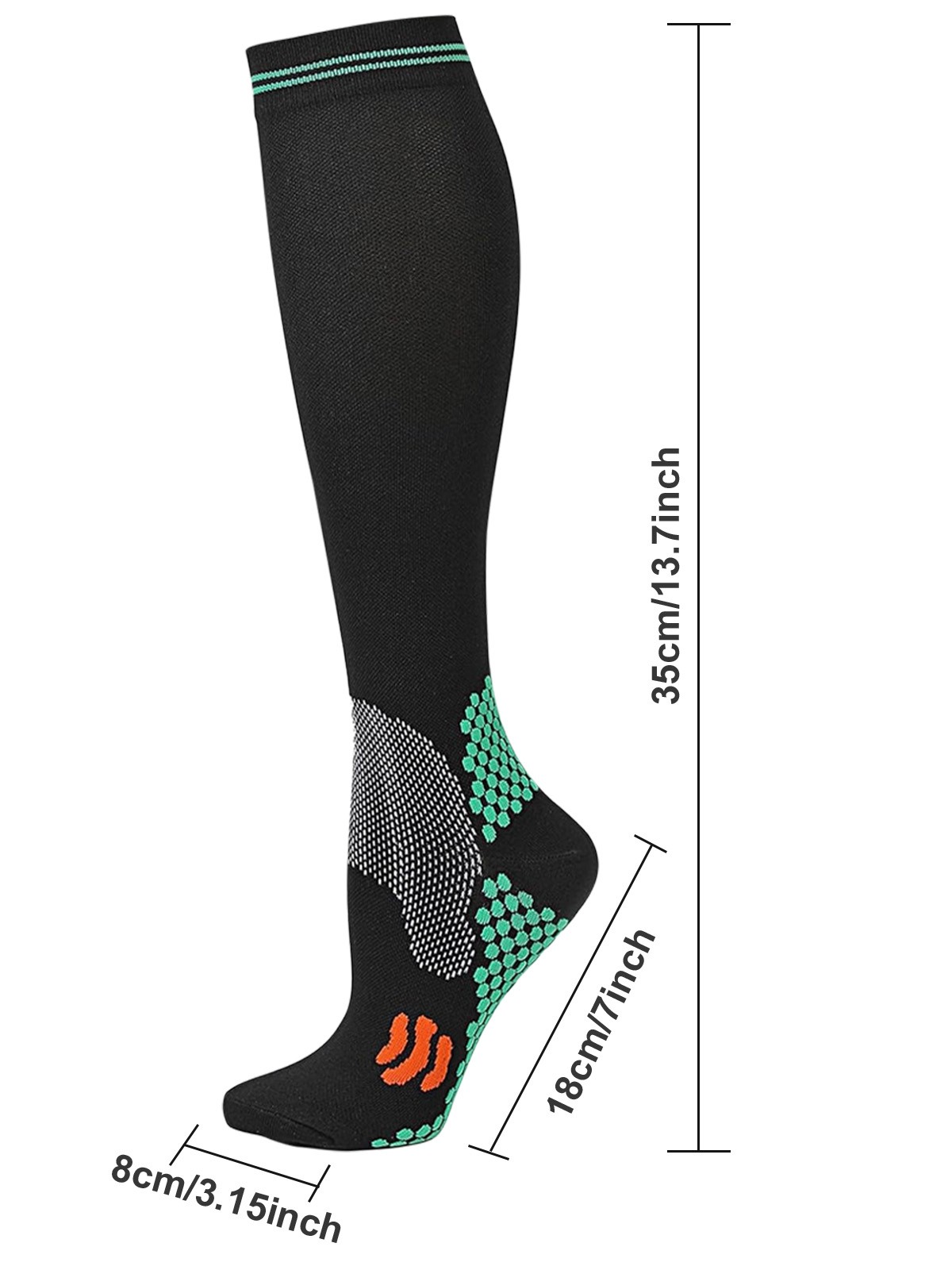 (3 Pairs) Compression Socks 20-30mmHg Graduated Support Mens Womens Knee High US
