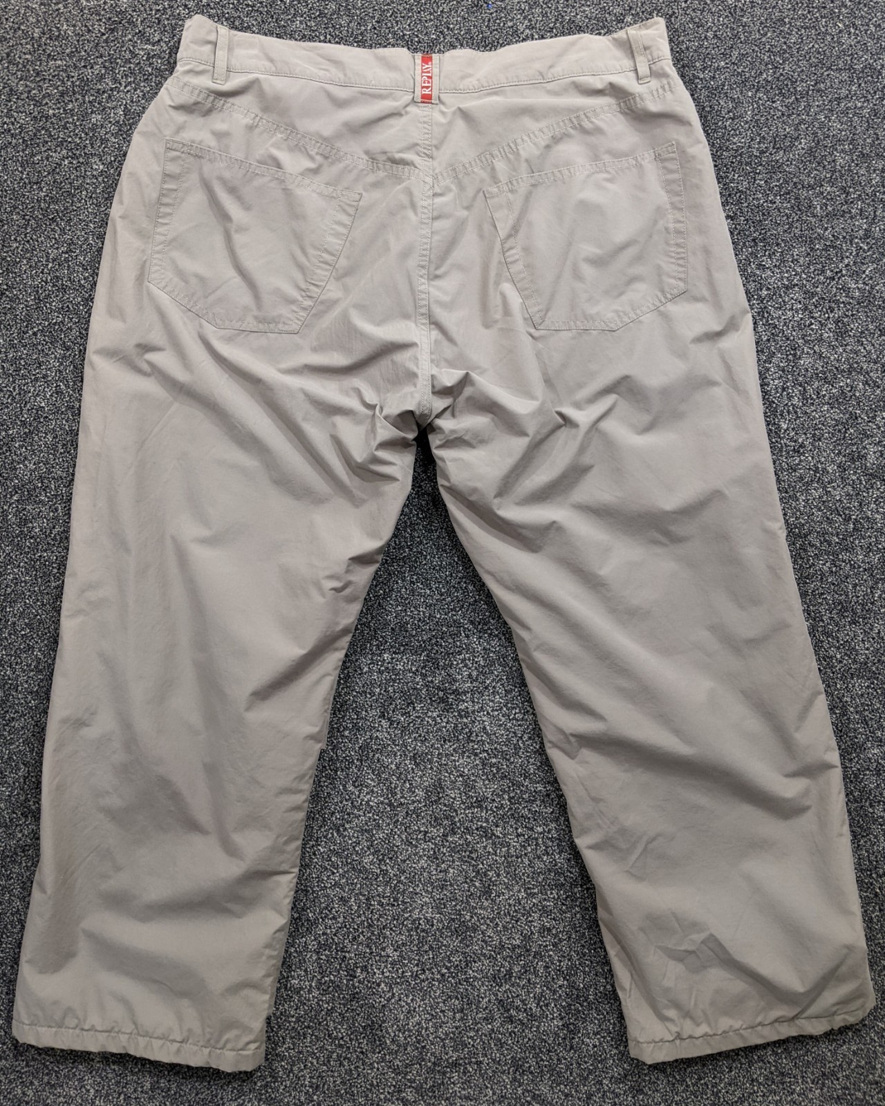 Replay Mens Cotton Nylon Tech Trousers Stone Beige W38 L30 Altered Red Tab Fly