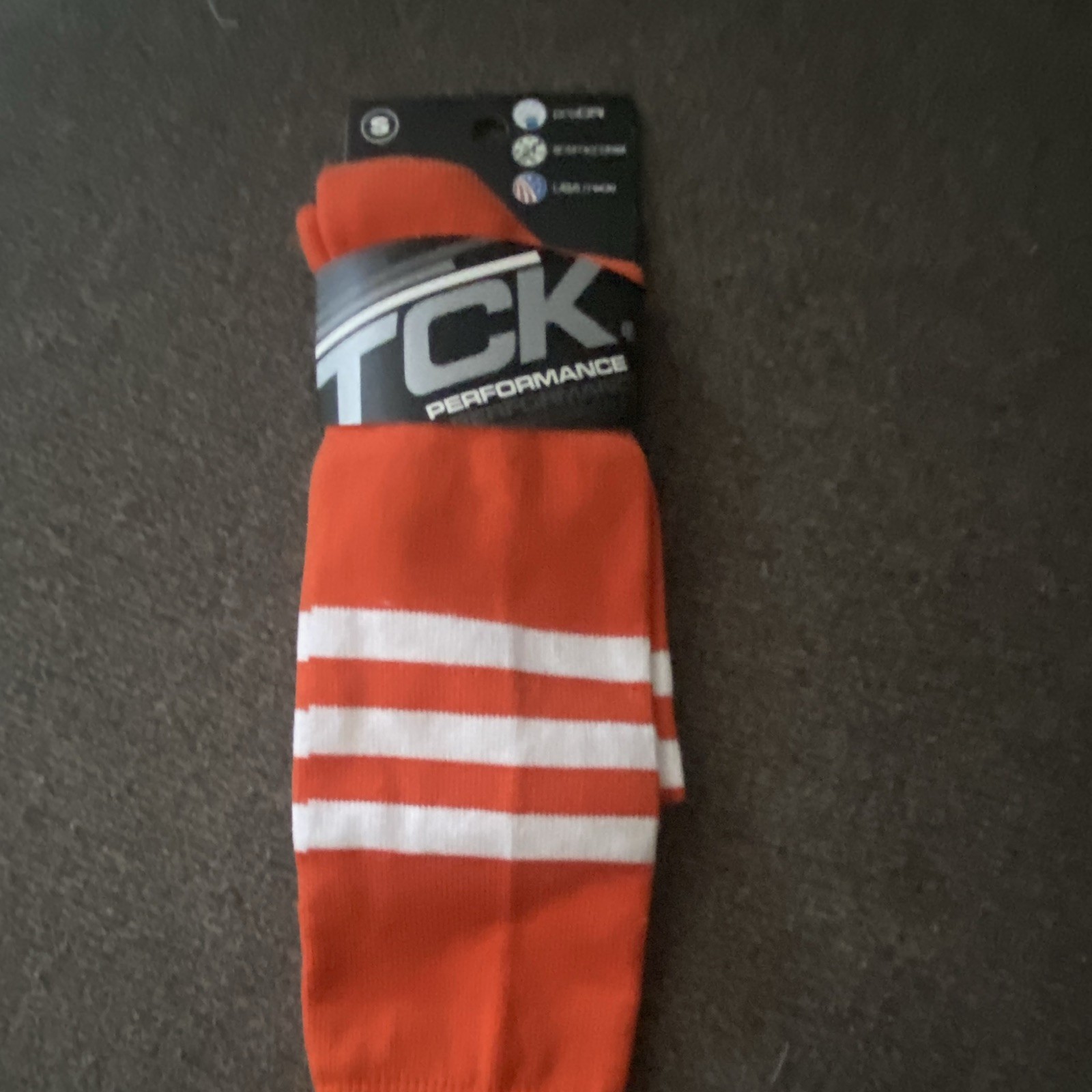 TCK Men’s Athletic Socks Striped Orange/White Size S – 1 Pair Socks
