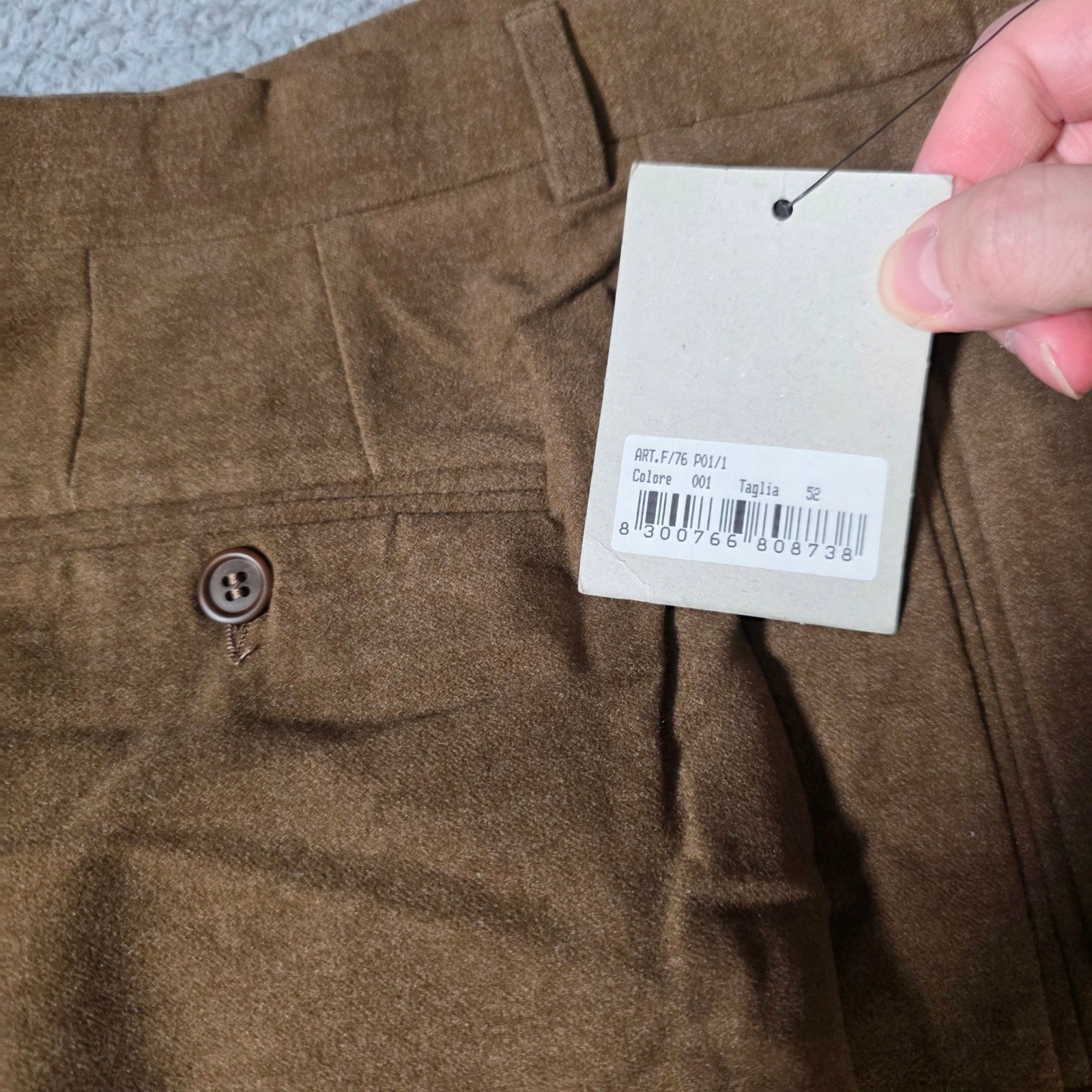 New Boxer Mens 52 35X36 Pleated Straight Leg Trousers Brown Made in Italy