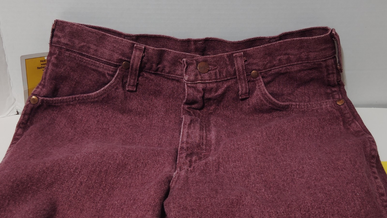 32×34 Wrangler Men Firewash Jeans Vintage Slim Fit Cowboy Cut Red Denim 90s Plum