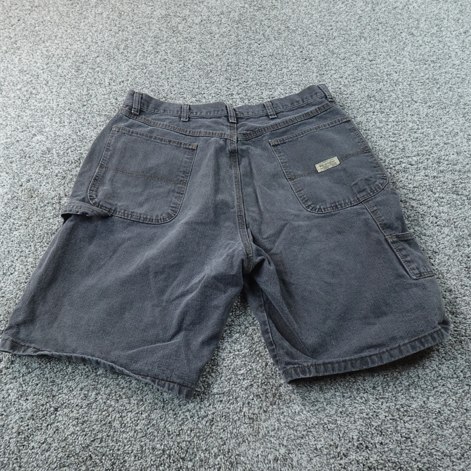 Wrangler Shorts Mens 36 Dark Gray Black Denim Jean Carpenter Utility Work Y2K