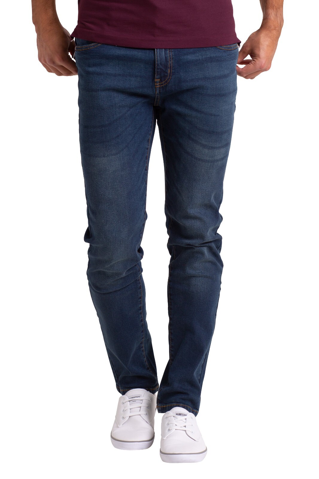 Jeans Mens Stretch Skinny Fit Slim Denim Pants Original Straight Indigo Blue