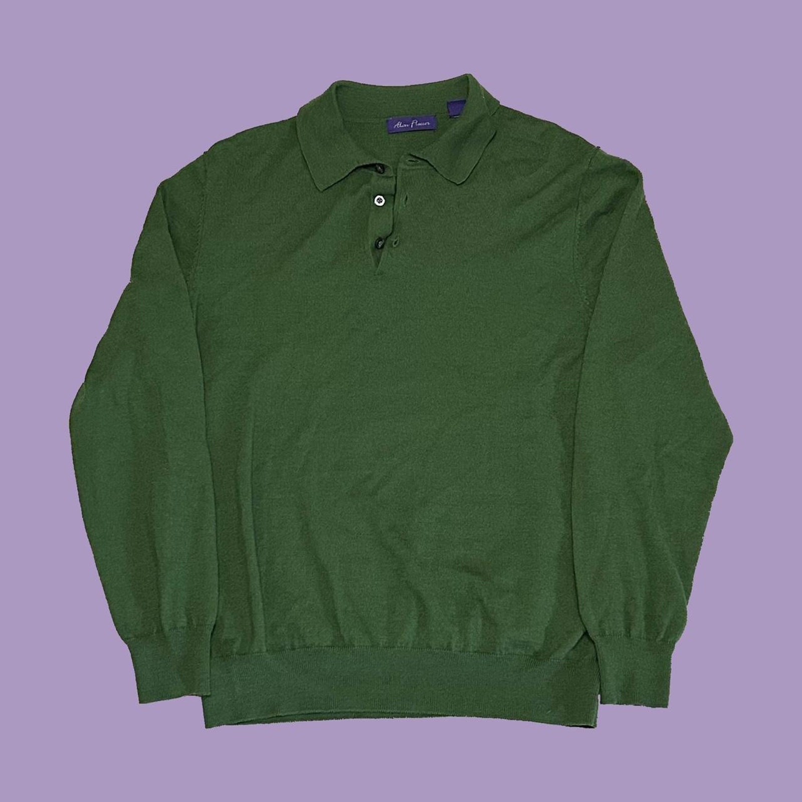 Vtg 90s Preppy Retro Alan Flusser Single-Stitched Sz XL Longsleeve Polo Shirt