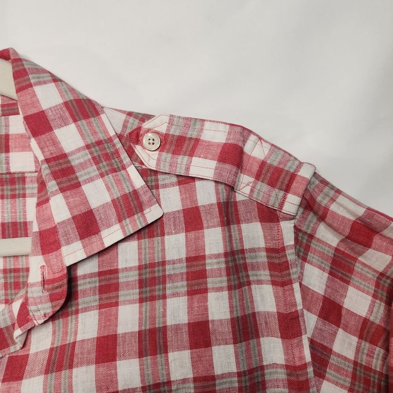 Brooks Brothers 346 Slim Fit Long Roll Tab Sleeve Button Up Shirt Linen Men’s L