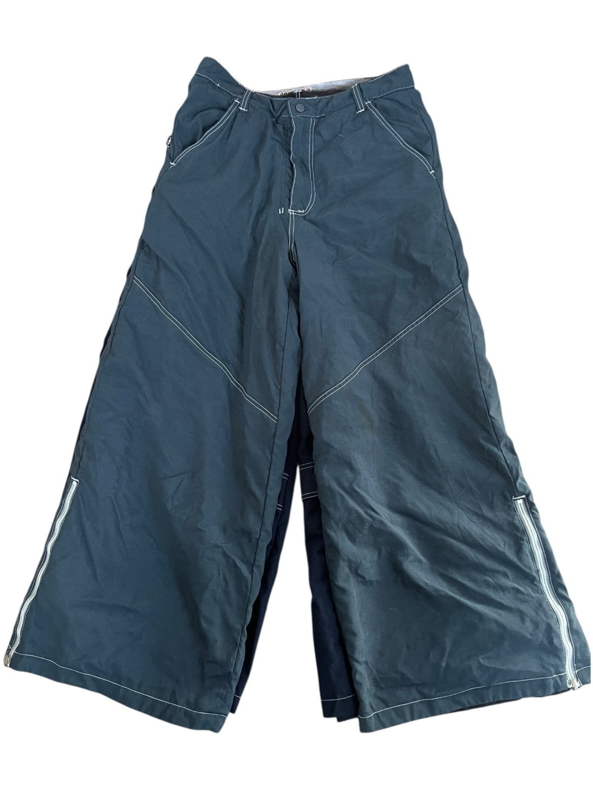 MACGEAR Black Blue REVERSIBLE Parachute Cargo Pants Skater Rave Club VTG 90s Y2K