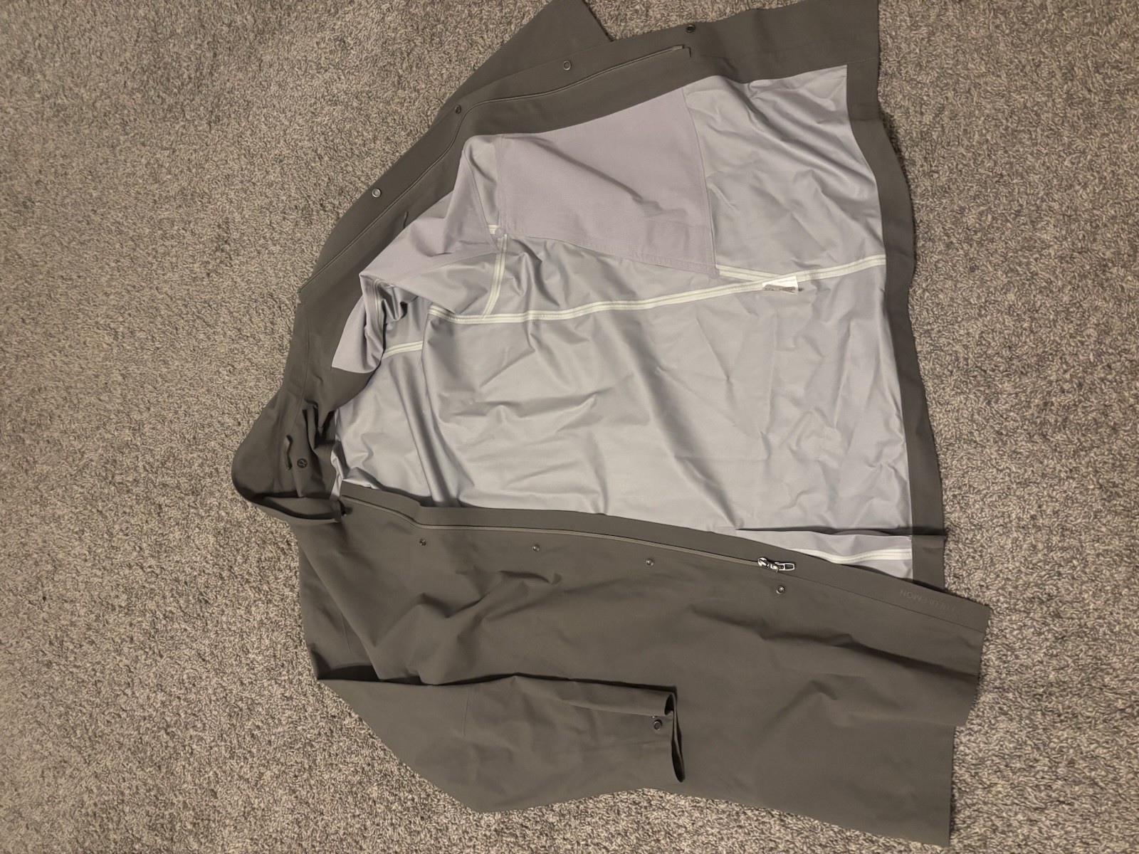 Lululemon Trench Coat Mens XL Gray Waterproof Windbreaker Long LM4AN1S.01