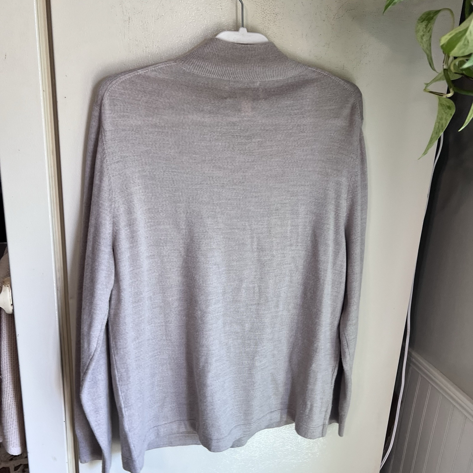 Joseph Abboud 1/4 Zip Sweater Mens Size XL 100% Extra Fine Merino Wool Oatmeal