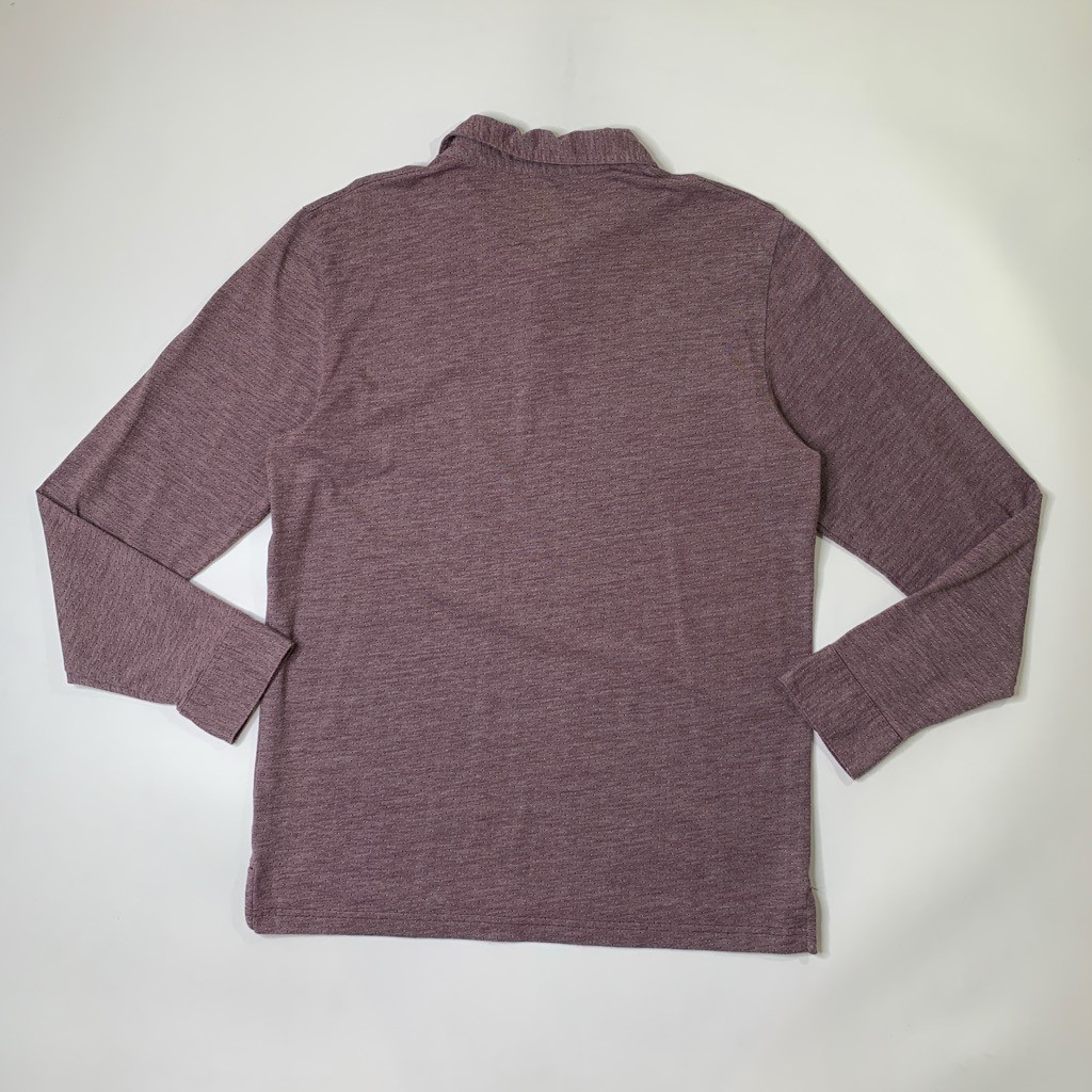 Travis Mathew Polo Shirt Mens L Large Plum Heather Long Sleeve Lightweight Golf